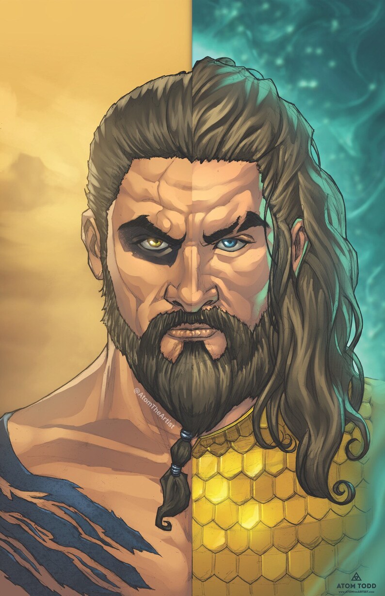 Khal Drogoaquamanjason Momoa Mashup Art 11x17 Poster Etsy
