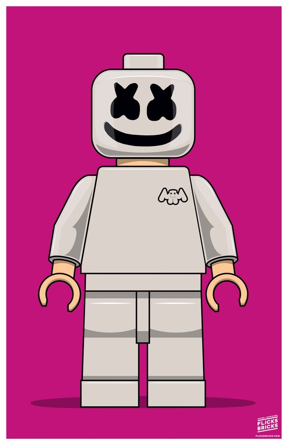 FlicksBricks Marshmello 11x17 Poster Lego Minifig Art Etsy