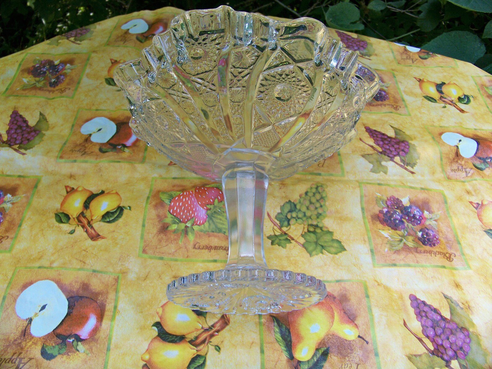 Vintage Crystal Footed Fruit Bowl Clear Glass Pedestal Compote Etsy