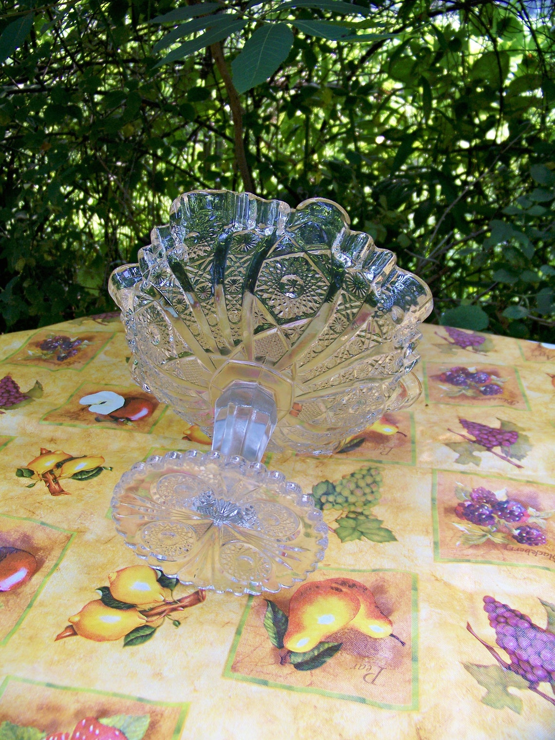 Vintage Crystal Footed Fruit Bowl Clear Glass Pedestal Compote Etsy
