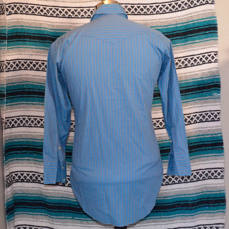 Vintage Prior Westerns Button Front Shirt Blue Striped Large