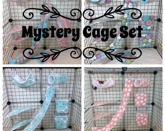 Mystery 11 Piece Sugar Glider Cage Safe Seam Tunnels, Hammocks, Vine, Pouches, etc. (Cage Hooks Included)