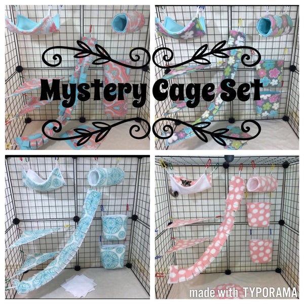 Mystery 11 Piece Sugar Glider Cage Safe Seam Tunnels, Hammocks, Vine, Pouches, etc. (Cage Hooks Included)