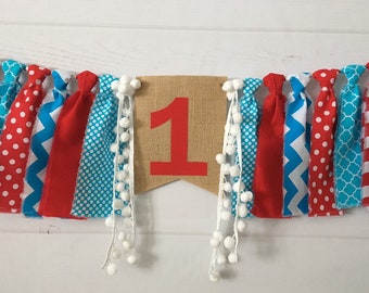 Dr Seuss Cat In The Hat Birthday Banner Highchair Banner High Etsy