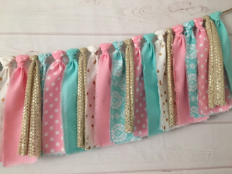Pink Mint Gold Fabric Garland Banner Pink Gold Mint Etsy Pink Mint Gold Fabric Garland Banner Pink Gold Mint Etsy