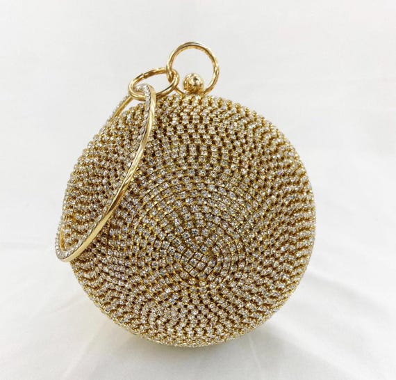 Luxury Rhinestone Ball Shape Clutch Purse Round Evening Bag