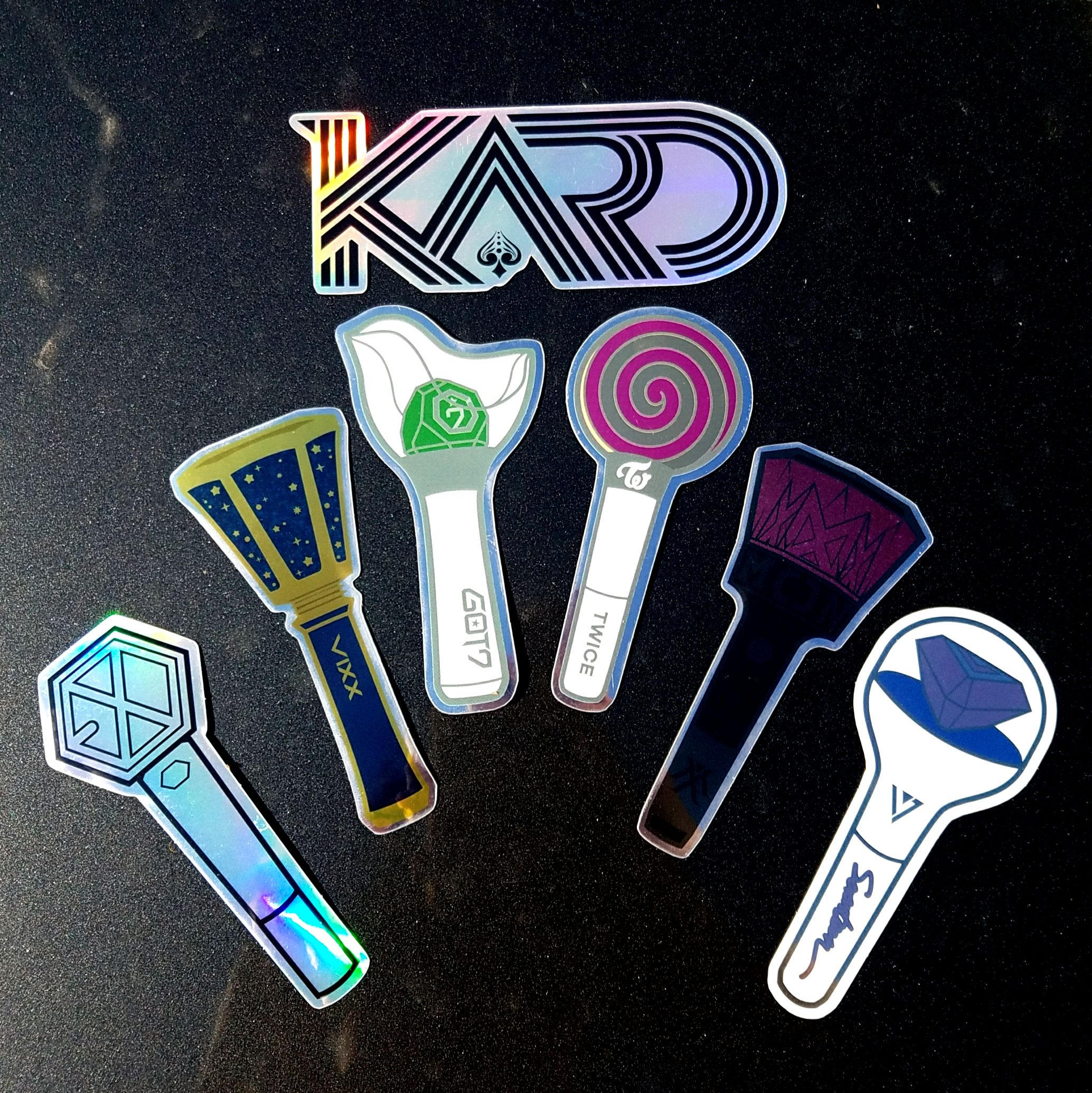 KPOP Vinyl Reflective Mirror or Holographic Logo Lightstick Stickers …