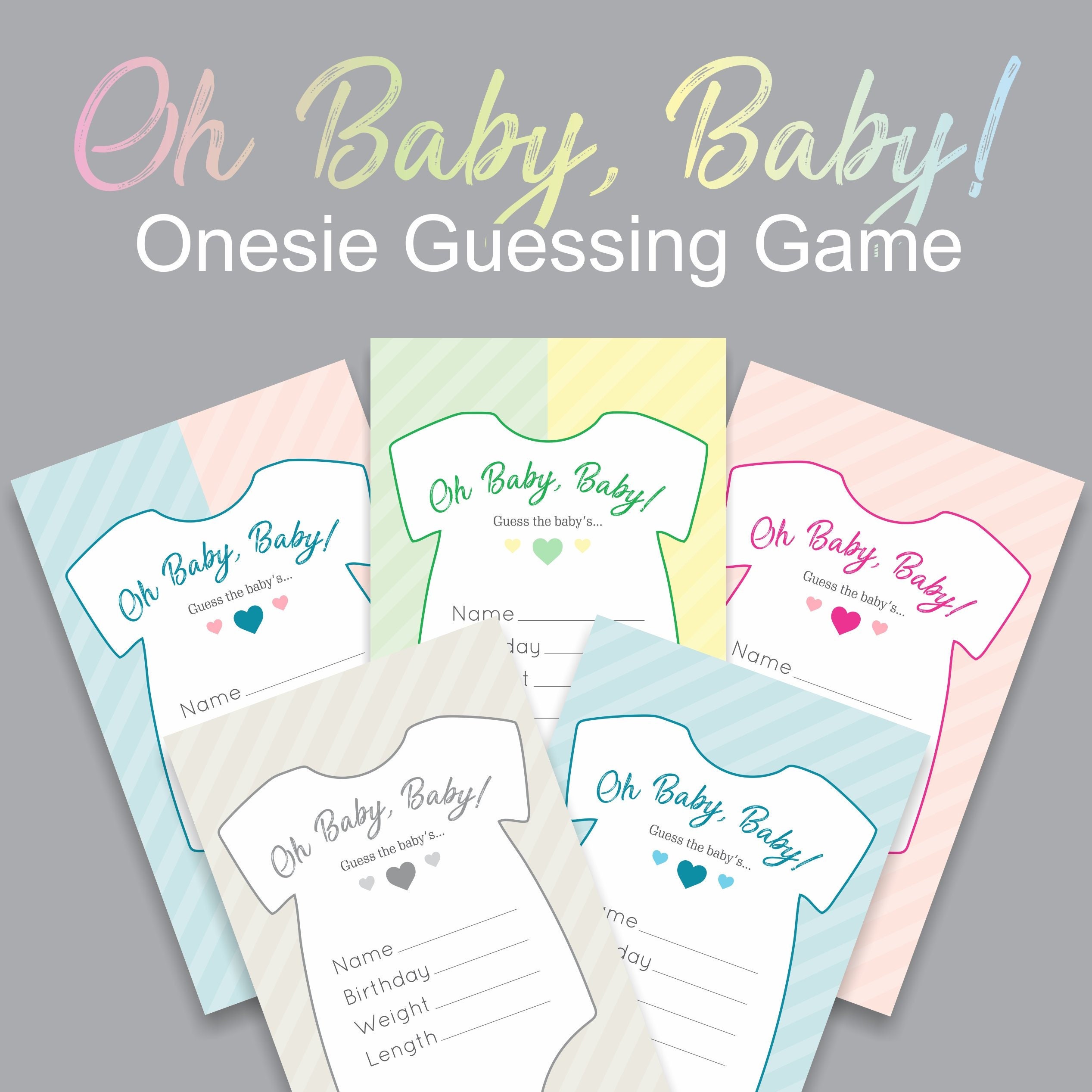 Printable Onesie Baby Shower Game 5x8 Guess the due date | Etsy