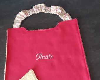 large elastic napkin for children personalized with first name, table napkin, baby bib, canteen napkin
