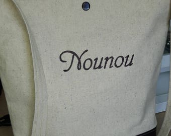 Beige fabric shoulder bag, personalized fabric bag, nanny bag, cotton linen bag, customizable nanny tote bag