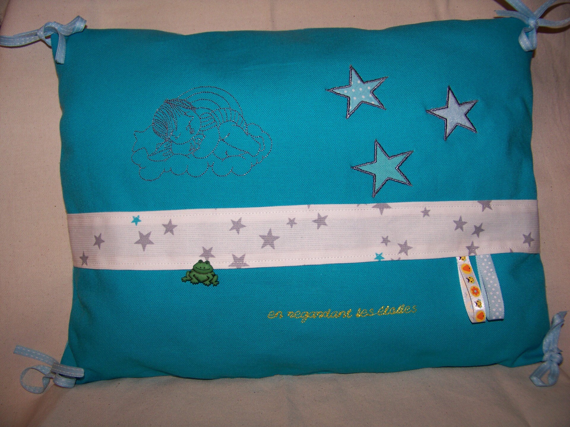 Coussin Personnalisé Brodé, Coussin Enfant Garçon, Décoratif Chambre Bébé, Cadeau Naissance Personna