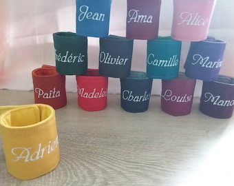 Portatovaglioli personalizzato in tessuto ricamato con nome foderato tono su tono, regalo di Natale, idea regalo fatta a mano, idea regalo personalizzabile