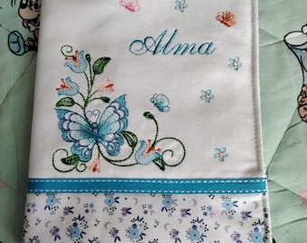 Protects personalized first name health book, birth gift, baby gift idea, personalization first name embroidery