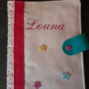 Protects personalized health notebook girl floral fabric with child&#39;s name, fabric gift idea