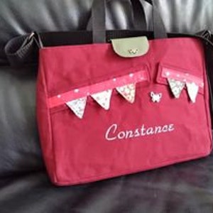 sac bandoulière en tissu pour l'école personnalisé fille, sac à broder, cartable maternelle, idée cadeau fille fait maison