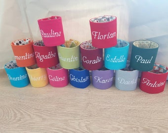 Portatovaglioli personalizzato, portatovaglioli in tessuto ricamato colorato e foderato, portatovaglioli, portatovaglioli fatto a mano, segnaposto