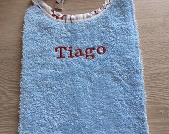 personalized embroidered bib first name, dinosaur fabric, gift idea for a birth, child towel