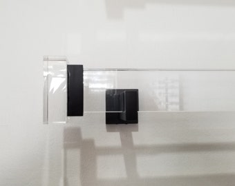 Tapa de extremo para barra de cortina rectangular de lucita o acrílico, tapa de extremo de cortina rectangular