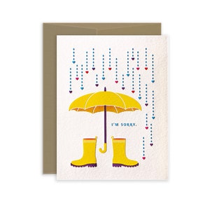 Letterpress "Mi dispiace" Biglietti di condoglianze per ombrello, Biglietti d'auguri di simpatia moderna, Set di biglietti spiacenti, Biglietti in scatola per tutti i giorni