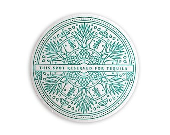 Tequila Letterpress Coasters, Agave Design, Set of 12