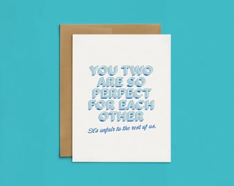 Letterpress Perfect Couple Wedding Cards, Minimalist Engagement Greeting Cards, Modern Funny Anniversary Card Set, Everyday Boxed Cards