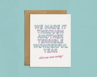 Letterpress New Year Card: Funny Minimalist Greeting Card