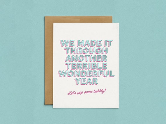 Letterpress New Year Card: Funny Minimalist Greeting Card