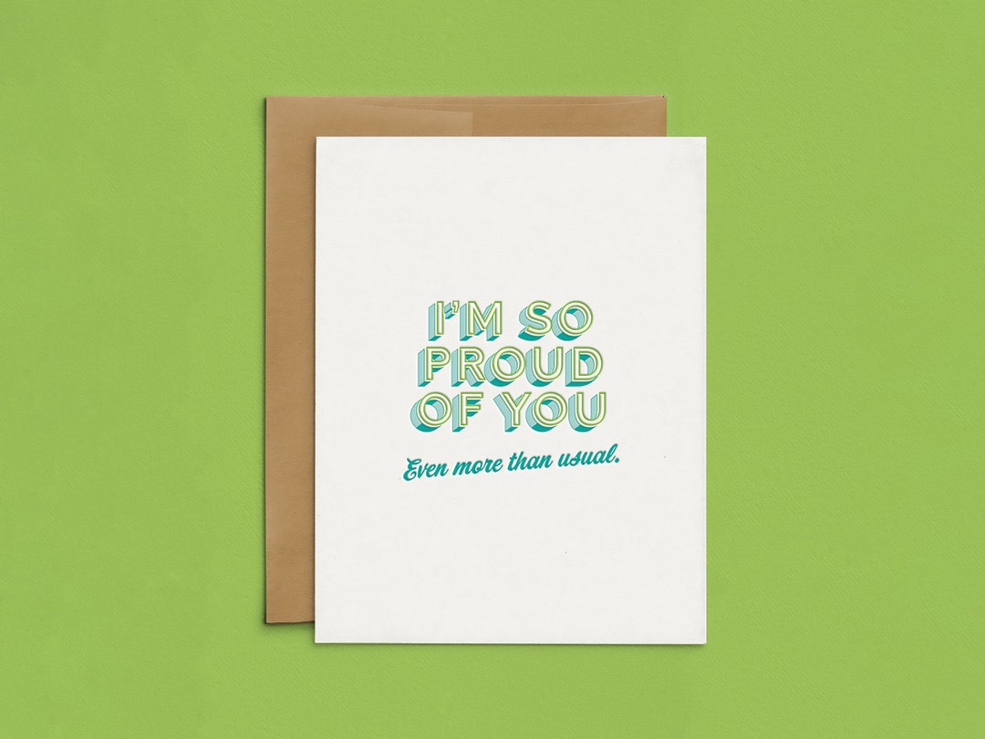 Proud Card Letterpress Proud of You Card, Modern Congratulations, Cotton Paper - Etsy