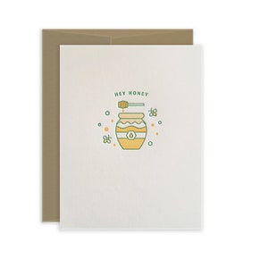 Tarjeta tipográfica &quot;Hey Honey&quot;, tarjeta de amistad, tarjeta de felicitación diaria