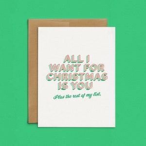 Letterpress All I Want for Christmas Cards, Funny Holiday Greeting Cards, Modern Christmas Card Set, Seasonal Boxed Cards image 1