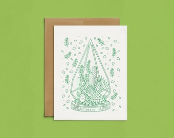 Letterpress Hello Succulent Cards, Modern Friendship Greeting Cards, Hello Card Set, Everyday Boxed Cards