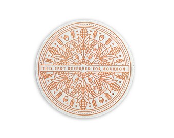 Bourbon Letterpress Coasters (Box of 12), Favorite Drink, Personal Gift, Disposable Paper Party Coasters, Great Hostess Gift!