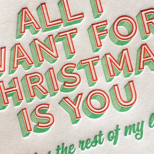 Letterpress All I Want for Christmas Cards, Funny Holiday Greeting Cards, Modern Christmas Card Set, Seasonal Boxed Cards image 2