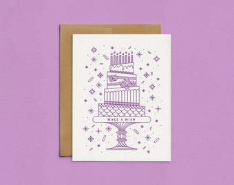 Letterpress Birthday Cake Celebration Cards, Modern Party Greeting Cards, Happy Birthday Card Set, Everyday Boxed Cards