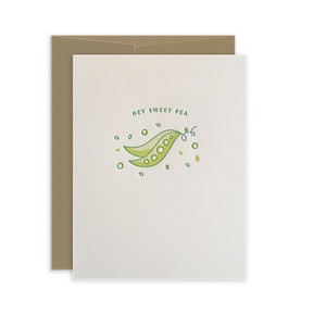 Carte « Hey Sweet Pea » typographique, carte de l'amitié, carte de voeux de tous les jours