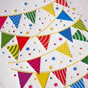 Boekdruk wimpels feestkaarten, moderne feestwenskaarten, verjaardagskaartenset, alledaagse boxed kaarten