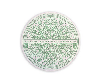 Posavasos Margarita con impresión tipográfica, diseño de agave y lima, juego de 12