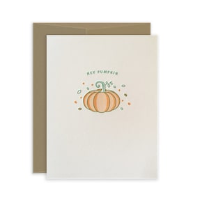Letterpress &quot;Hey Pumpkin&quot; Card, Friendship Card, Halloween Card, Everyday Greeting Card