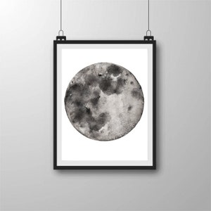 Moon Luna Watercolour Art Print | Watercolor Painting | Astronomy and Astrology | Nature Nursery Study Living Decor