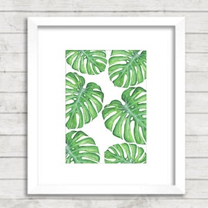 Watercolour Monstera Leaf Tropical Print | Swiss Cheese Beach Home Decor | Botanical Art | Watercolor | Illustration Collage Summer | PRINT