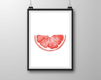 Aquarell Grapefruit Halbscheibe | Grapefruit Halbsegment Stapel | Zitrus | Australischer Kunstdruck Gemälde Wandbild