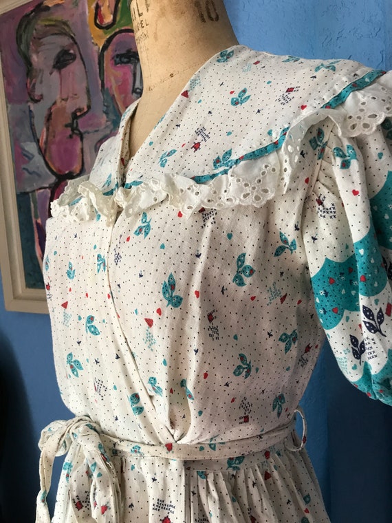 Vintage 1940s multi-colored cotton robe dressing g
