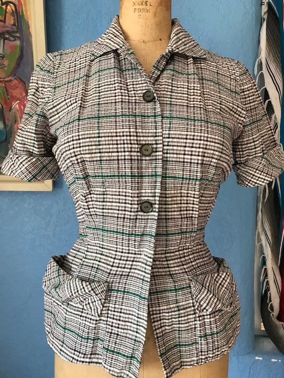 Vintage 1940s 1950s Nelly Don summer suit top brow