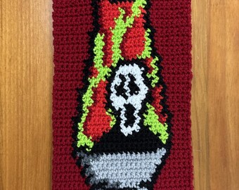 Ghostface bloody lava lamp tapestry crochet PDF pattern