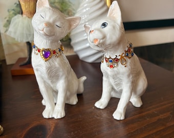 レノックス Cat & Perfume Figurines Fenton Lenox Glass Cat Figurine with Handpainted Floral Design