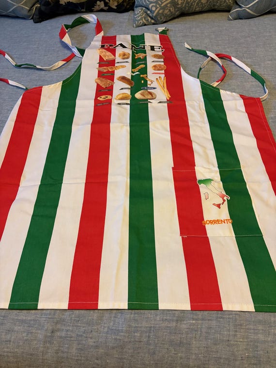 Italian Italy Bread Varieties Red White and Green Cotton Apron