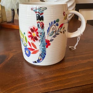 Anthropologie Starla M Halfmann Letters M G H R K P J or W Monogram Mug Letter J