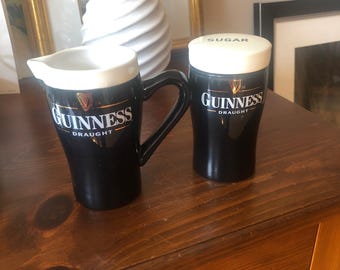 Guinness & Co. Beer Black Creamer and Sugar Bowl Set RARE