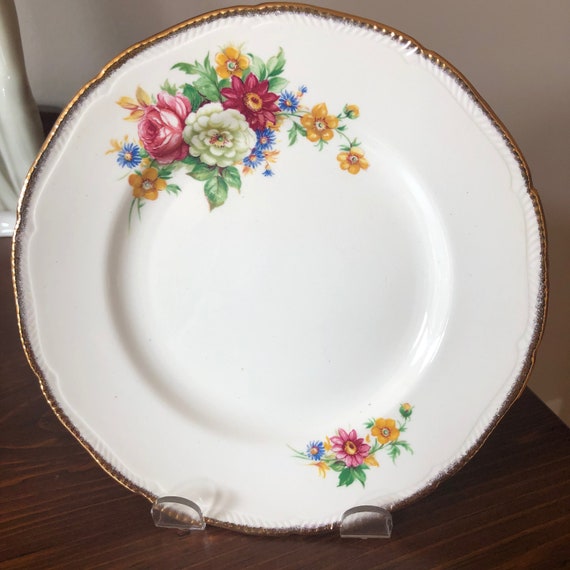 Royal Swan Vintage Dessert Plates Flower Plates 22 kt Gold Etsy