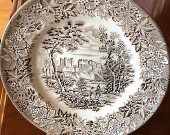 Staffordshire English Ironstone Tableware Brown Castles Dessert